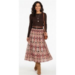 Ruby Rd. Women's Size 10 Elastic Waist Lined Boho Aztec Western Maxi Skirt